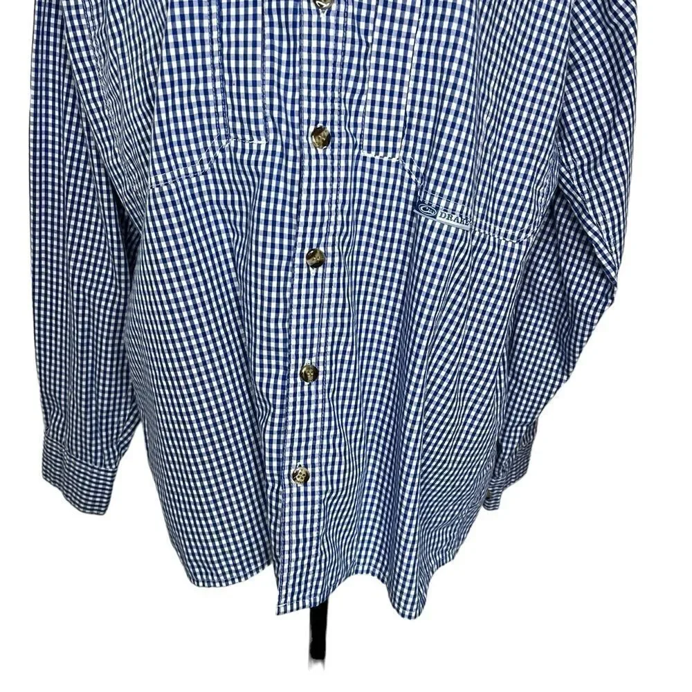 DRAKE UNIVERSITY OF KENTUCKY BLUE CHECKERED BUTTON UP WINGSHOOTERS SHIRT SIZE S‎